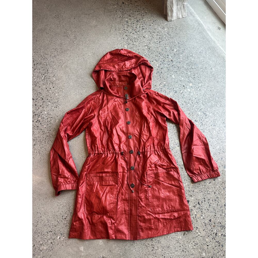 Zenergy by Chico’s Women’s Small Metallic Red Hooded Utility Jacket